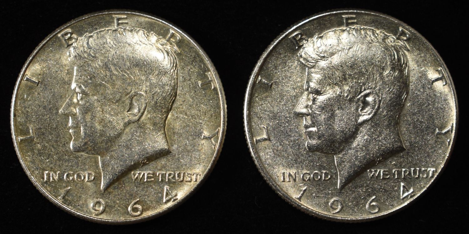 (2) 1964 90% SILVER KENNEDY HALF DOLLARS