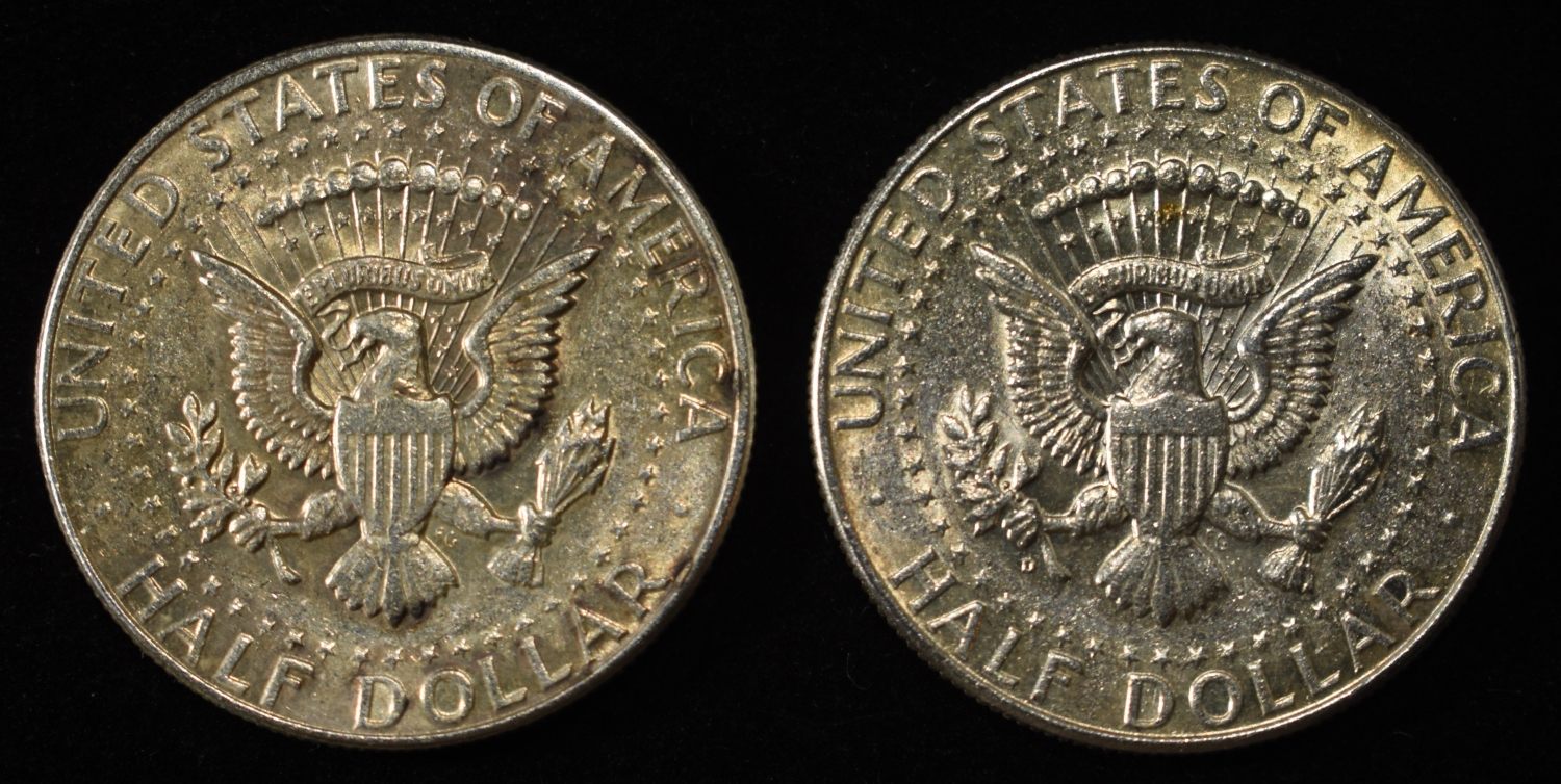 (2) 1964 90% SILVER KENNEDY HALF DOLLARS