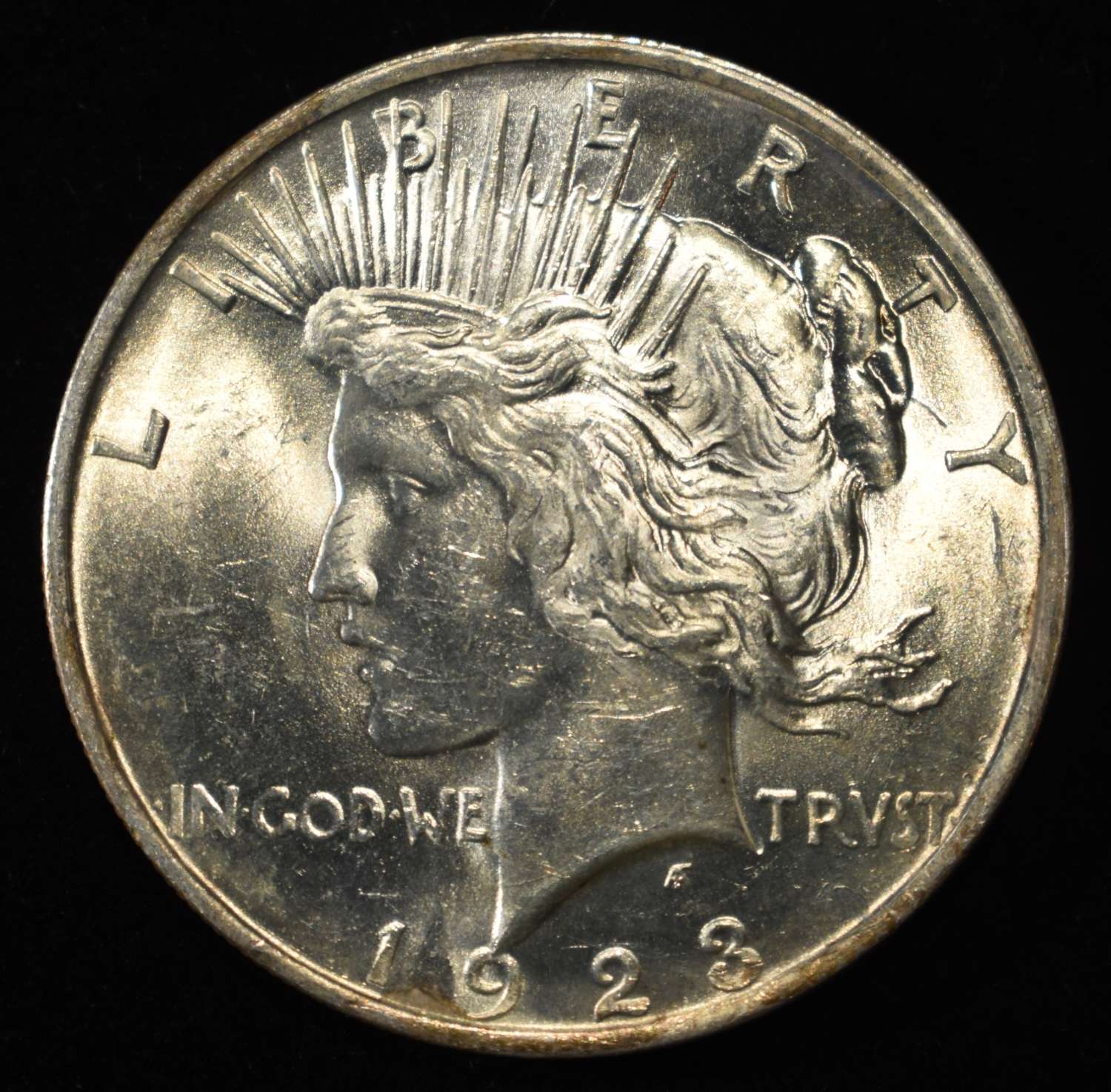 1923 PEACE DOLLAR CH BU NICE COLOR REV.