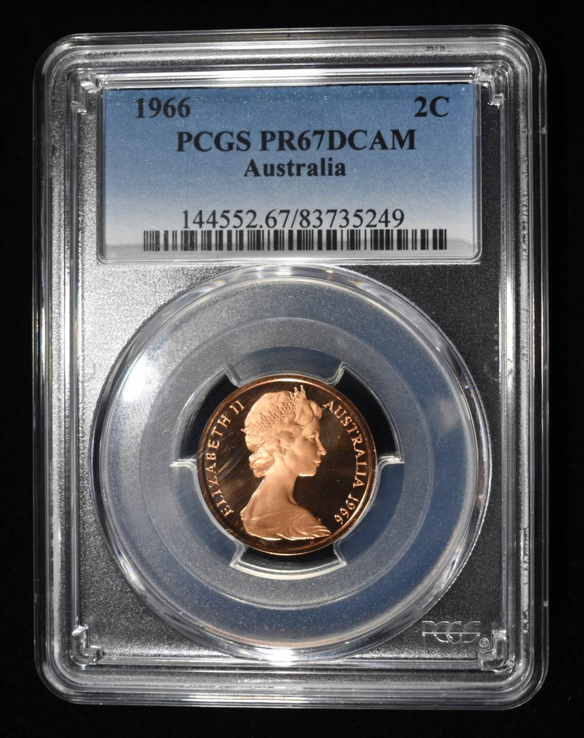 1966 AUSTRALIA 2C PCGS PR67 DCAM