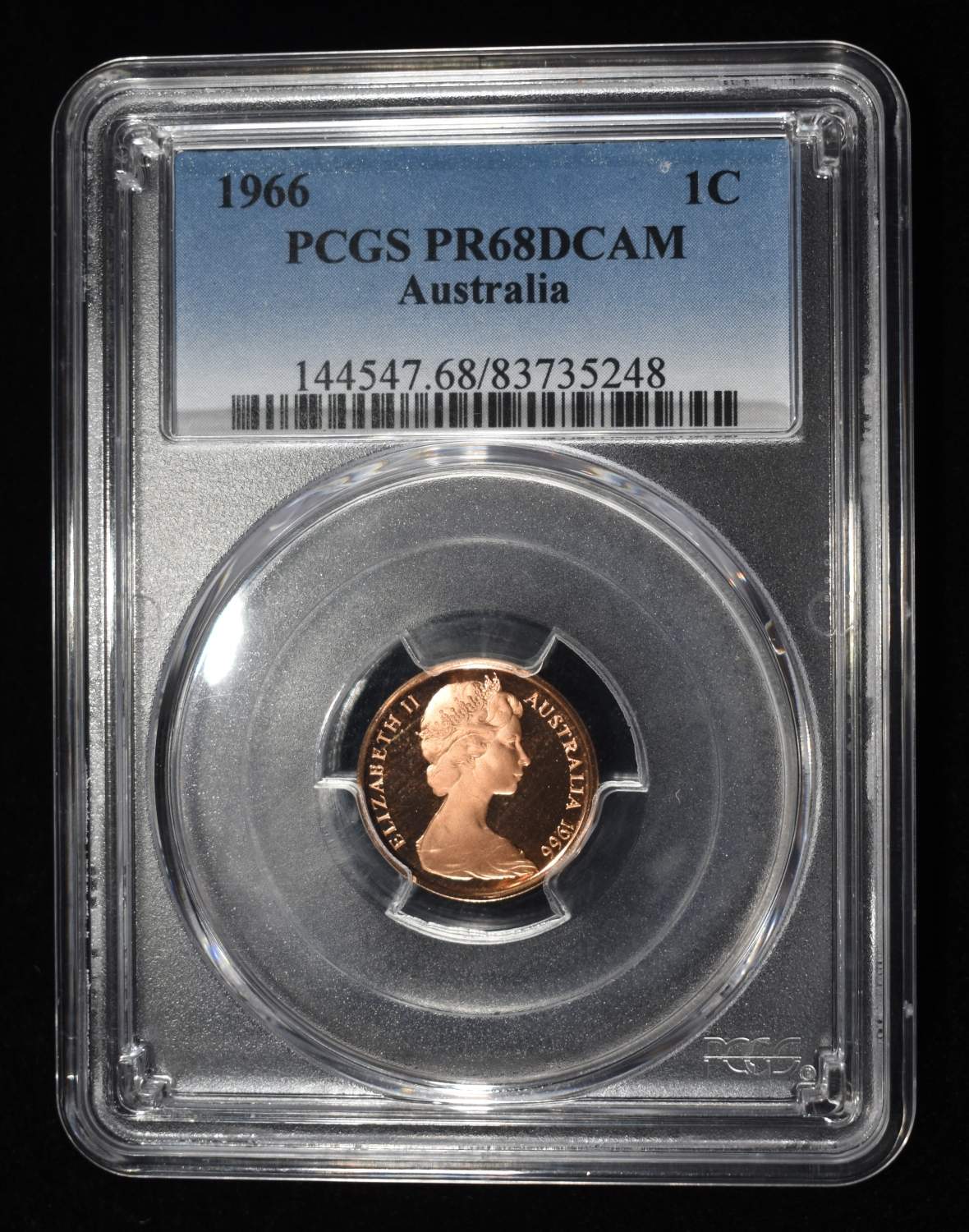 1966 AUSTRALIA 1C PCGS PR68 DCAM