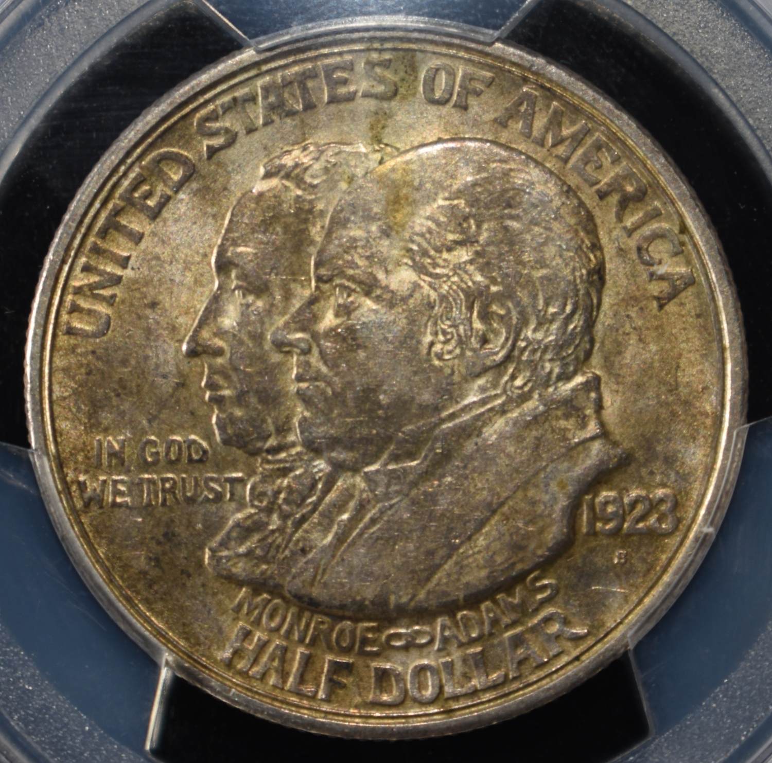 1923-S 50C COMMEM MONROE PCGS AU58