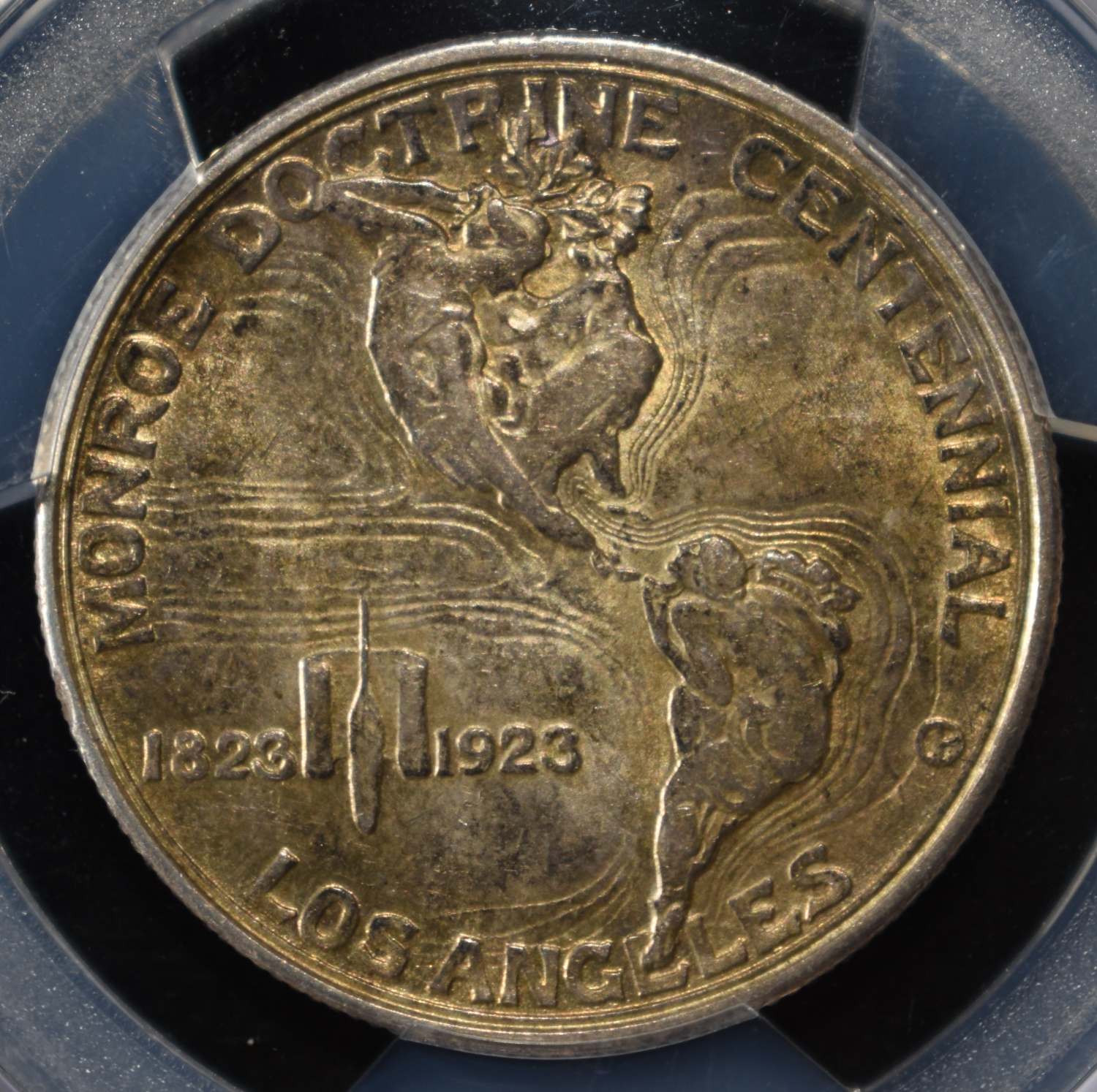 1923-S 50C COMMEM MONROE PCGS AU58