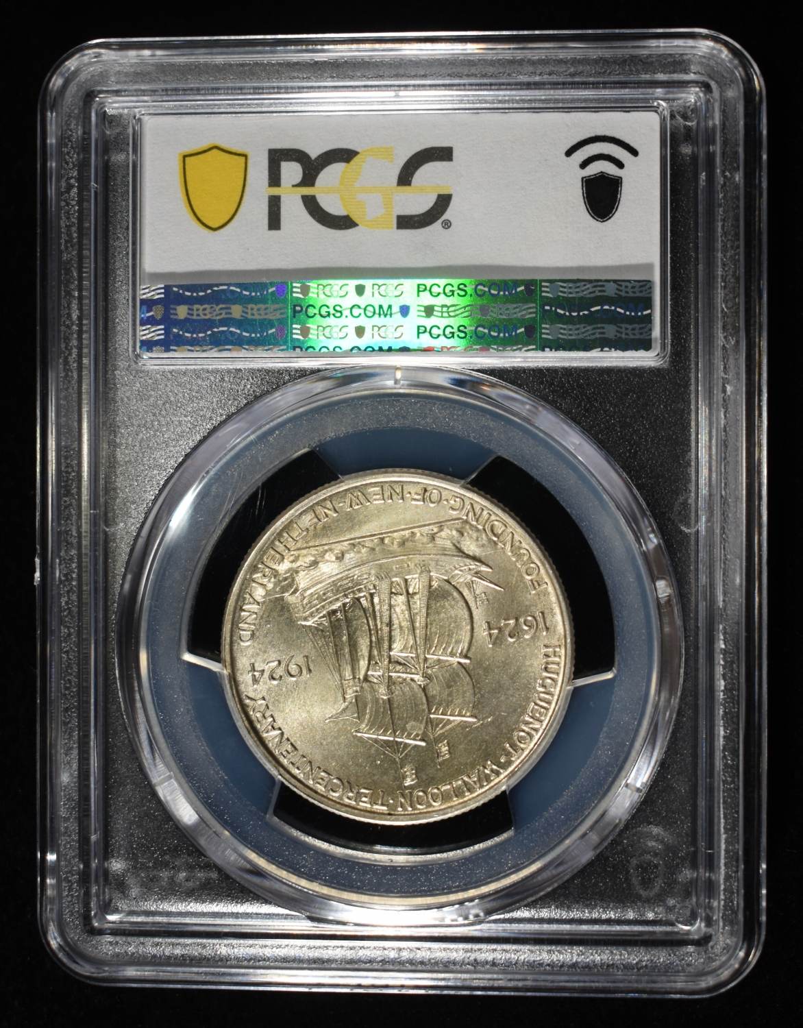 1924 50C COMMEM HUGUENOT PCGS MS64