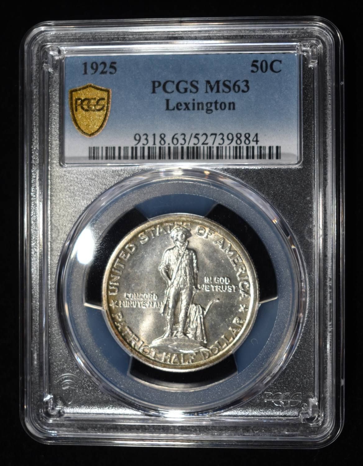 1925 50C COMMEM LEXINGTON PCGS MS63