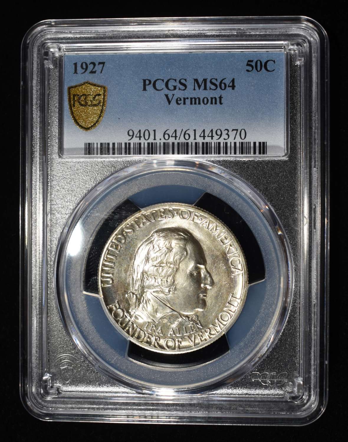 1927 50C COMMEM VERMONT PCGS MS64