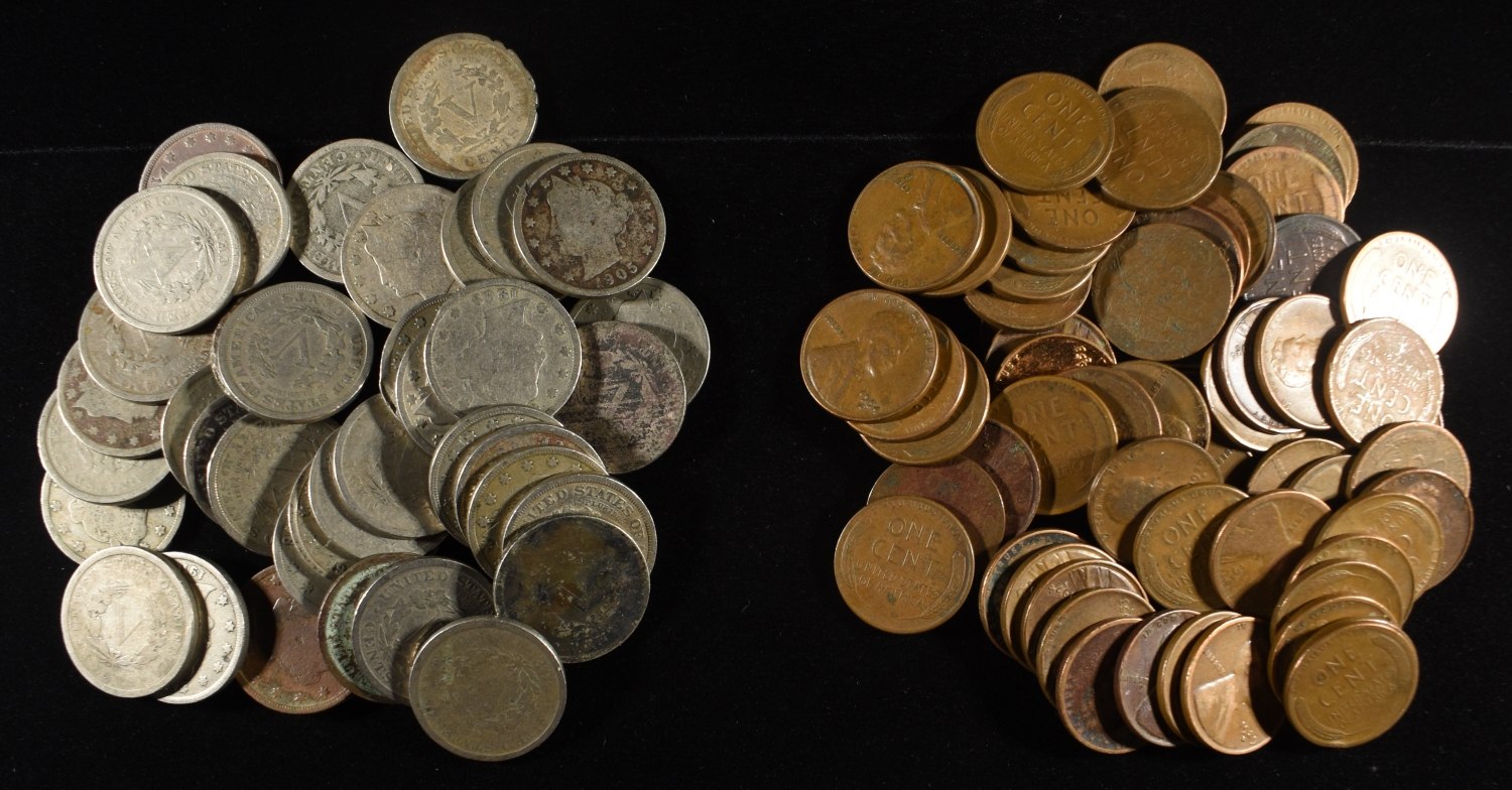 (40) 'V' NICKELS & (60) WHEAT CENTS