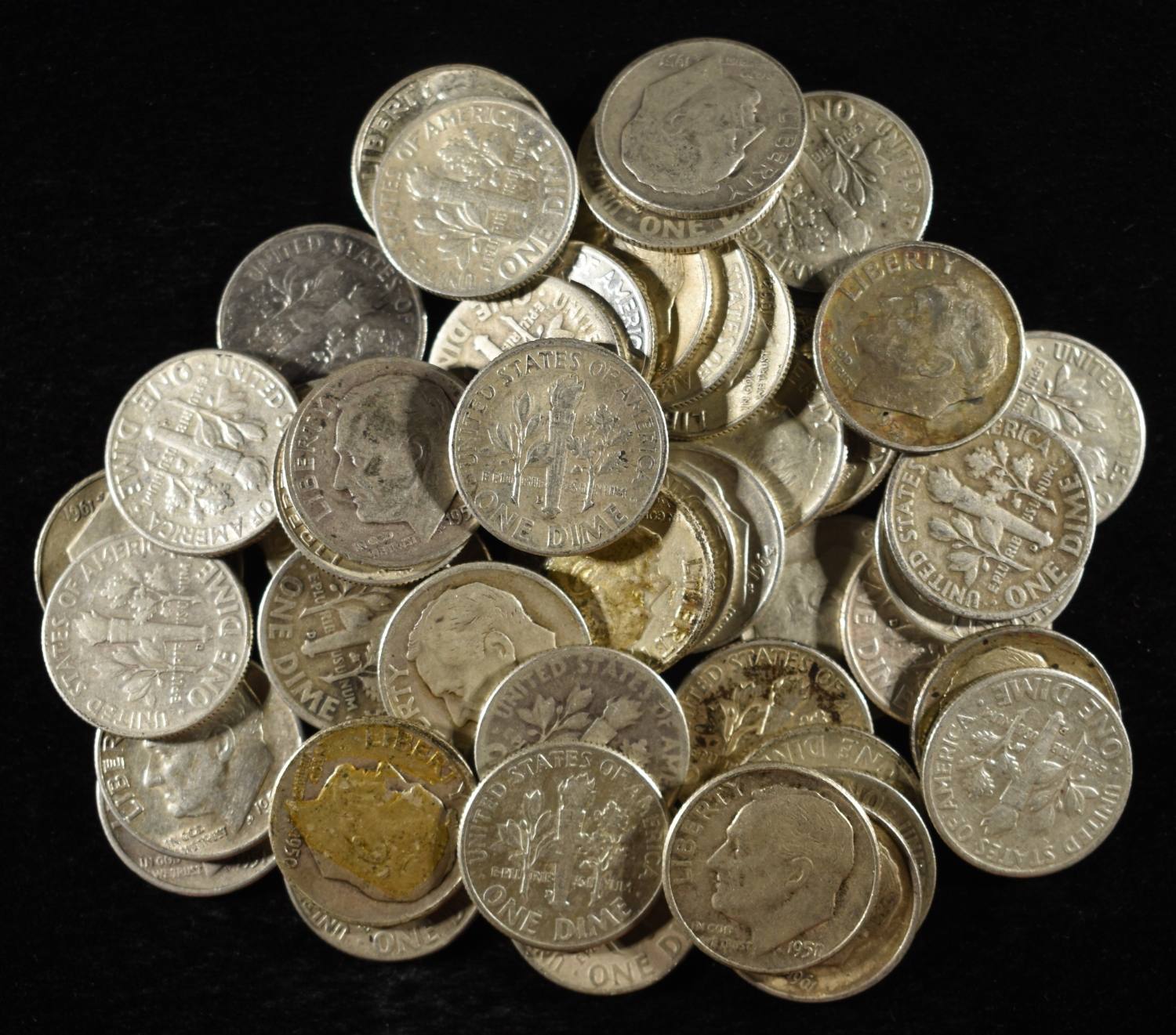 (50) 90% SILVER ROOSEVELT DIMES