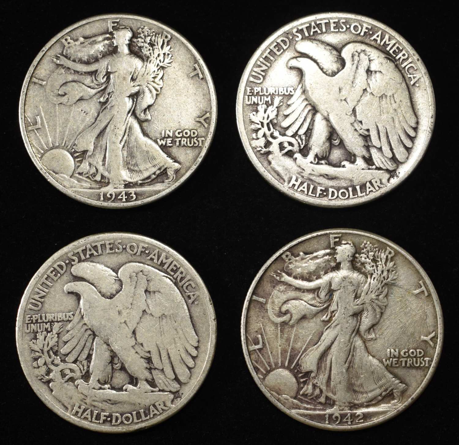 (10) WALKING LIBERTY HALF DOLLARS