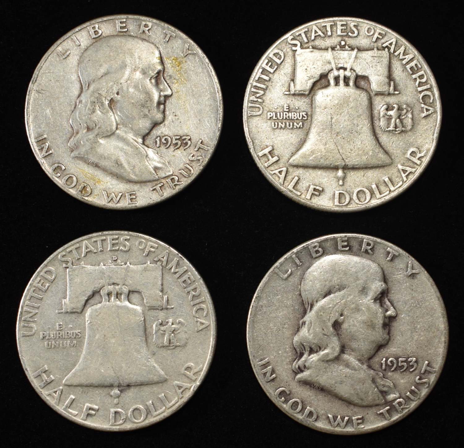 (10) FRANKLIN HALF DOLLARS