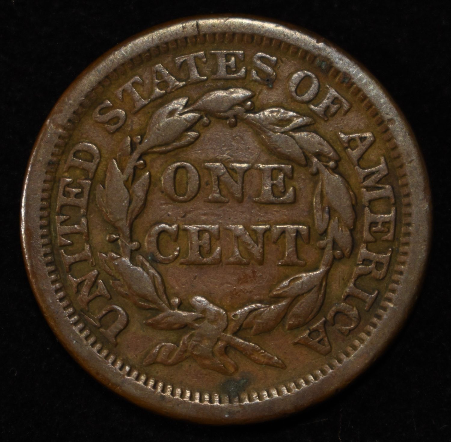 1855 SLANTED 5 LARGE CENT XF