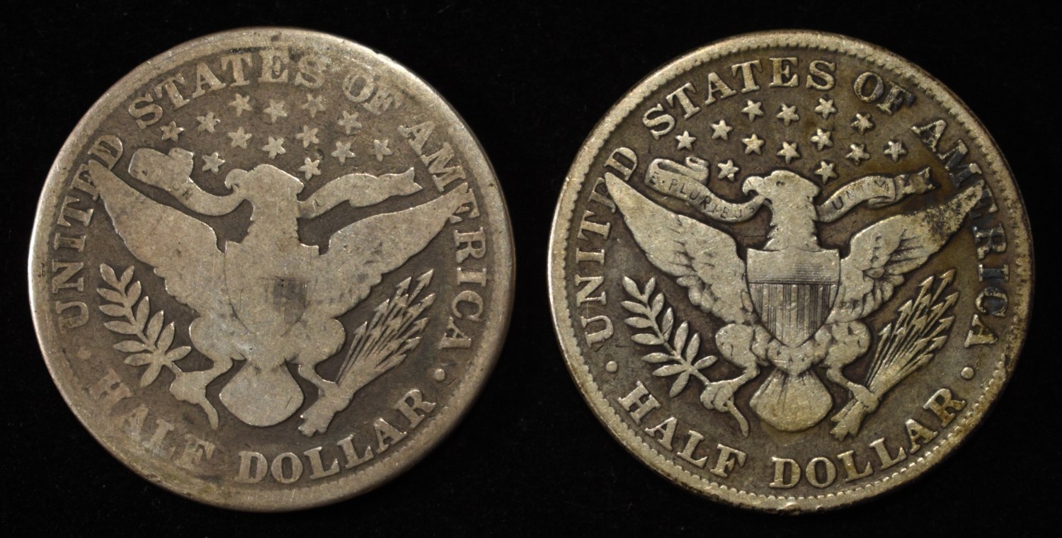 1892 & 1893 BARBER HALF DOLLARS GOOD