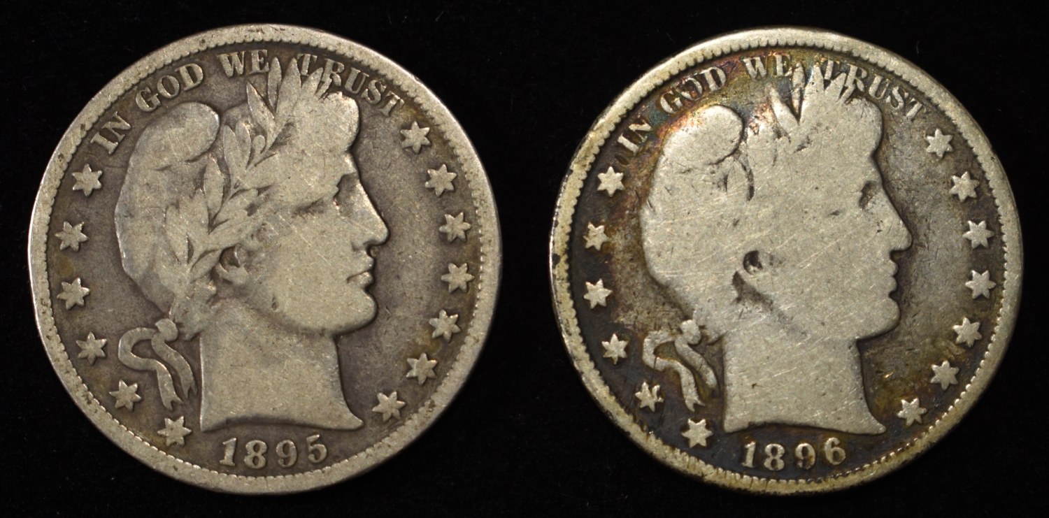 1895 & 1896 BARBER HALF DOLLARS GOOD