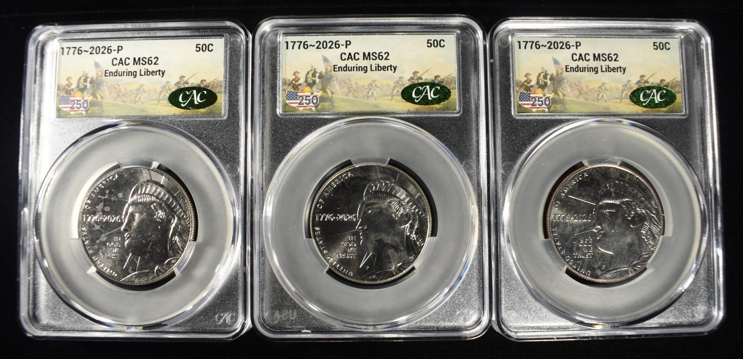 (3) 1776-2026-P ENDURING LIBERTY 50C CAC MS62