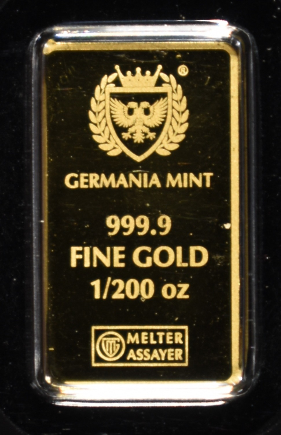 (2) GERMANIA MINT 1/200TH .9999 GOLD BARS PROOF