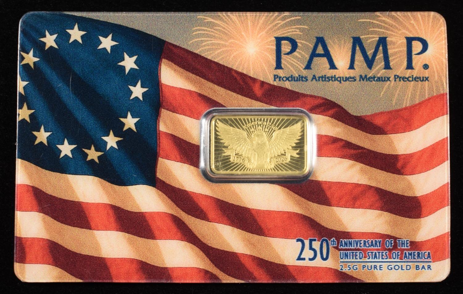 2.5 G PAMP .9999 GOLD BAR