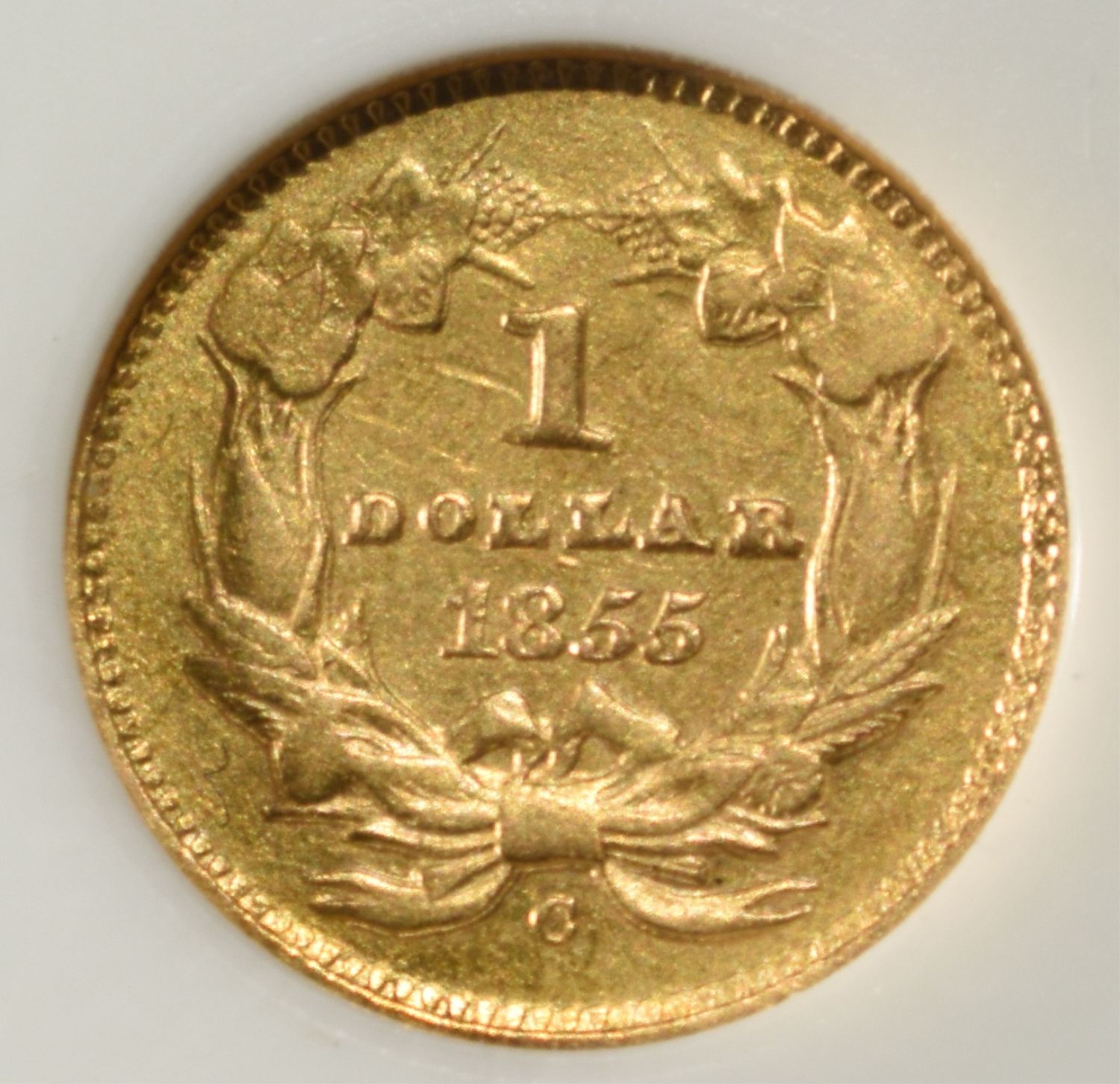 1855-C $1 GOLD TYPE-1 PCI AU/BU