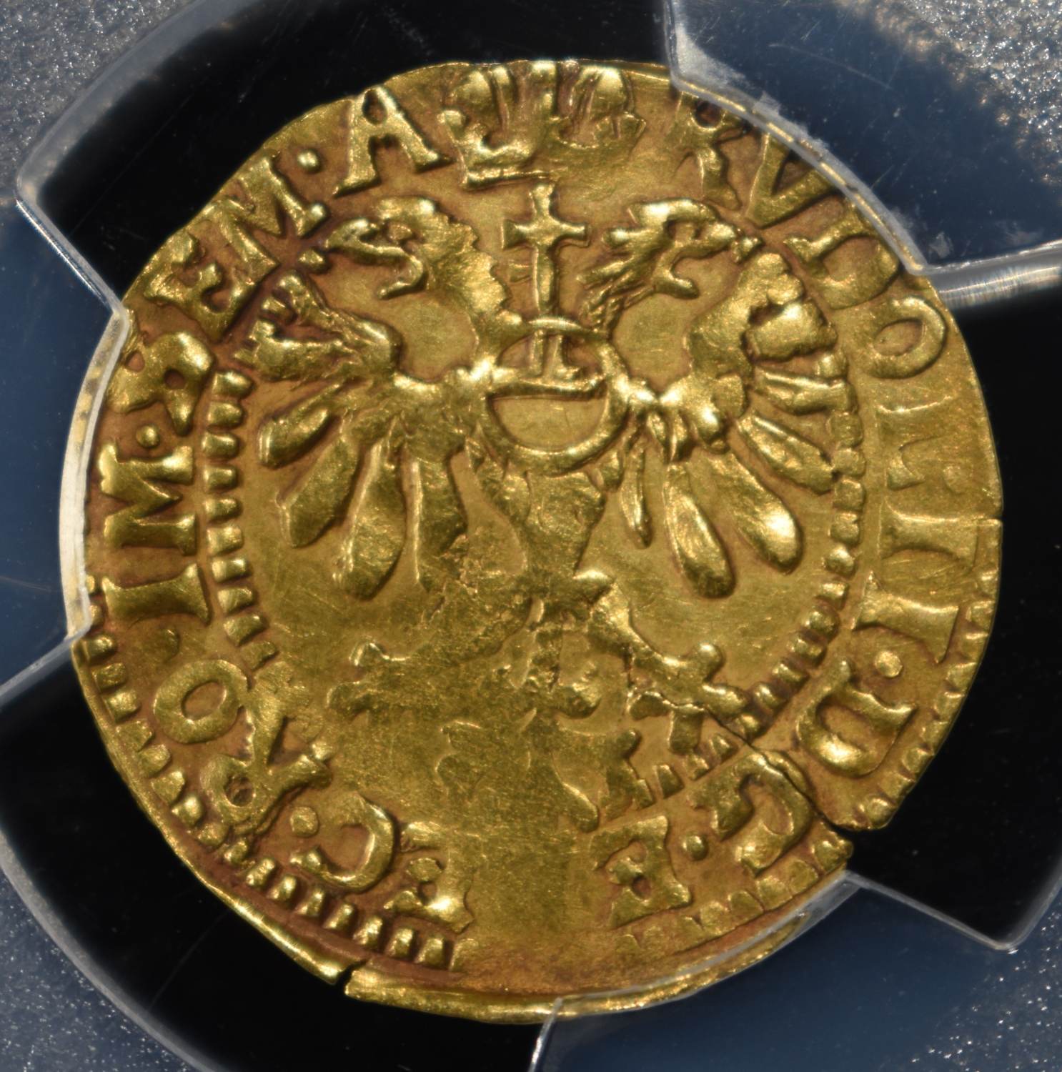 1590-1612 NETH-ZWOLLE GOLD FLORIN PCGS XF CLEANED