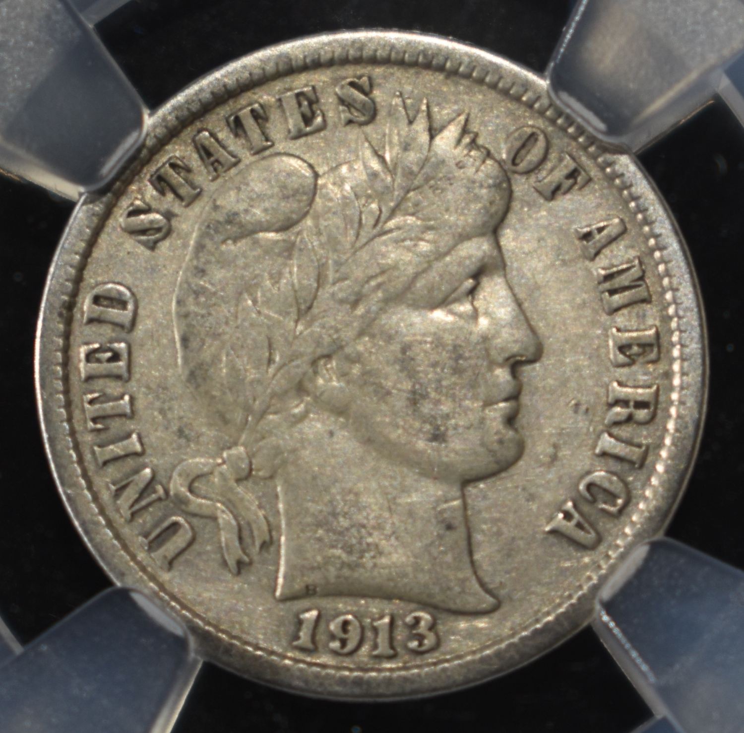1913-S BARBER DIME NGC VF-25