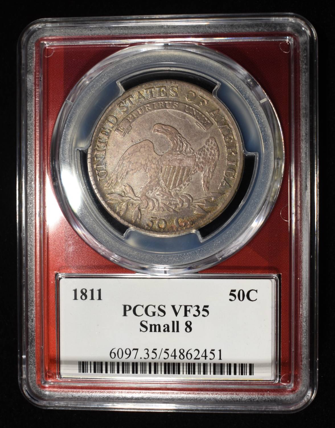 1811 BUST HALF DOLLAR PCGS VF-35 SMALL 8