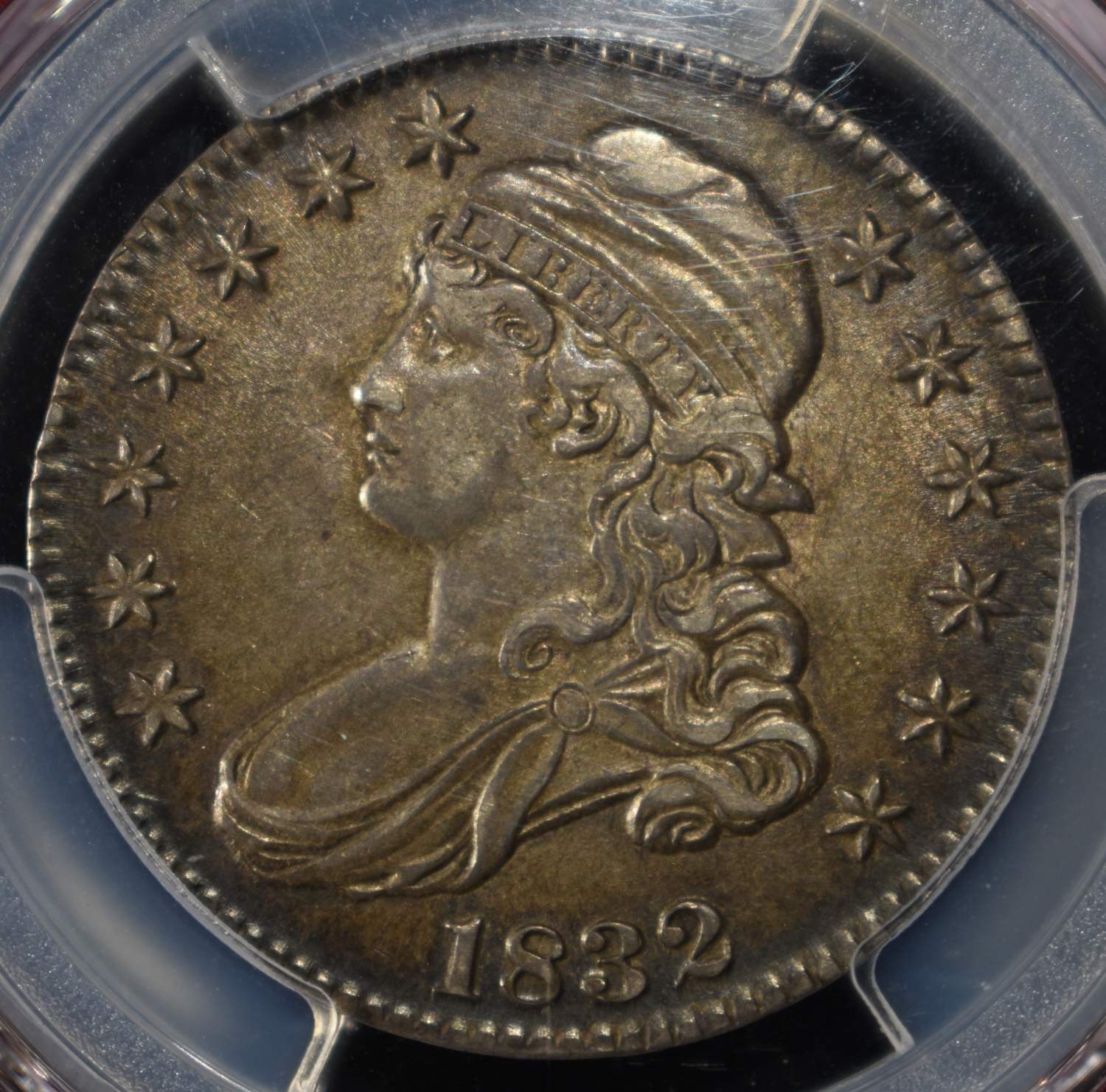 1832 BUST HALF DOLLAR PCGS AU-55+ CAC O-106