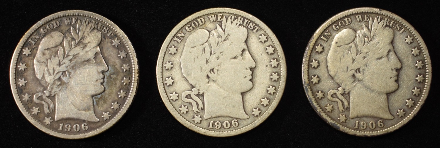 1906-P,D,O BARBER HALF DOLLARS
