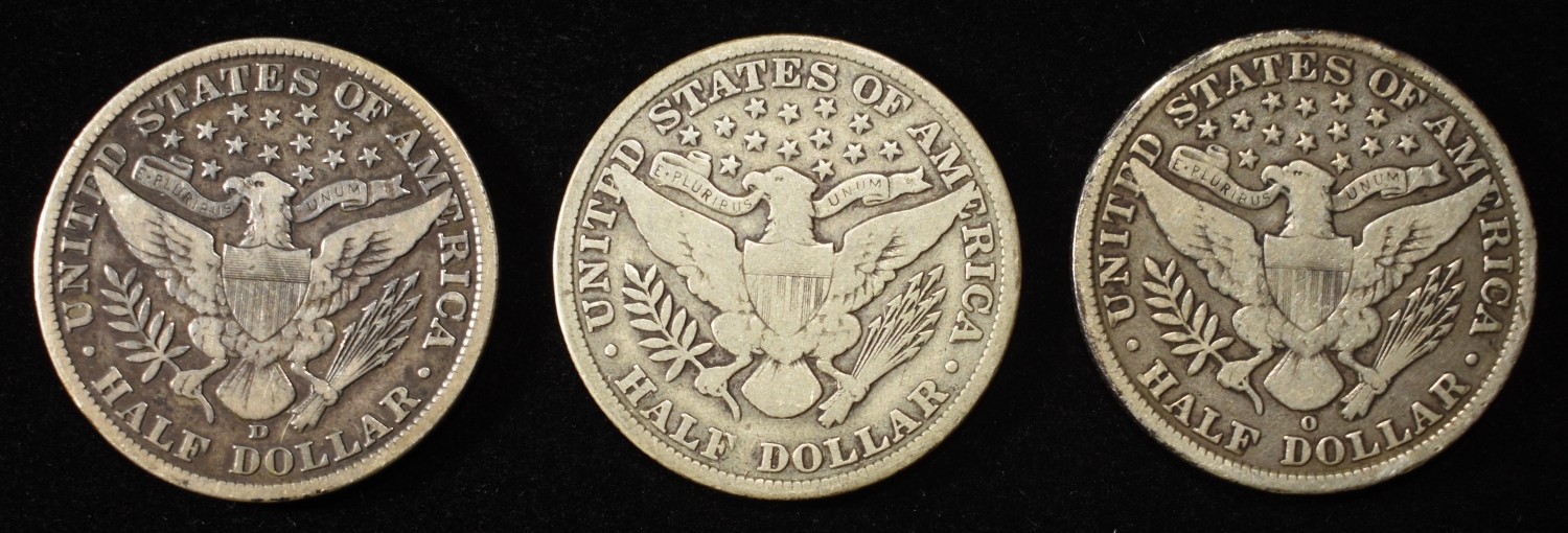 1906-P,D,O BARBER HALF DOLLARS