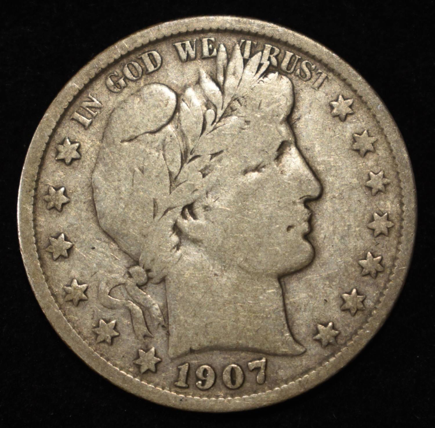 1907-S BARBER HALF DOLLAR VG