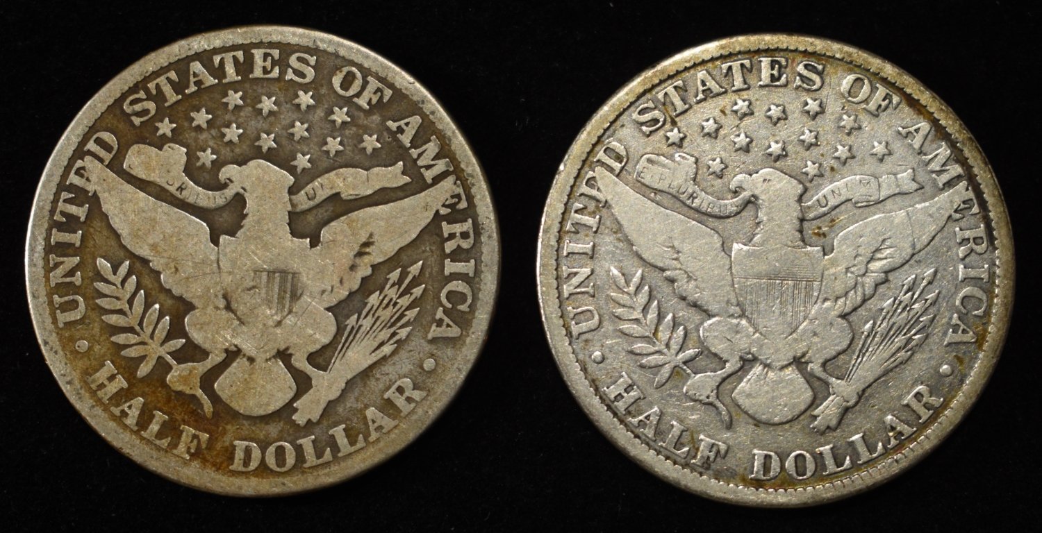 1908 & 1911 BARBER HALF DOLLARS