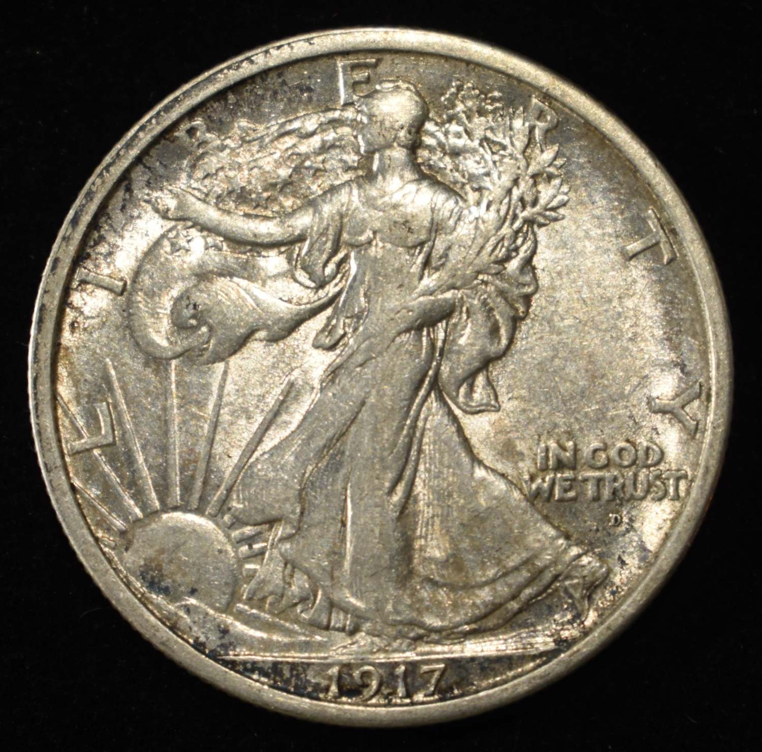 1917-D OBV. WALKING LIBERTY HALF DOLLAR AU