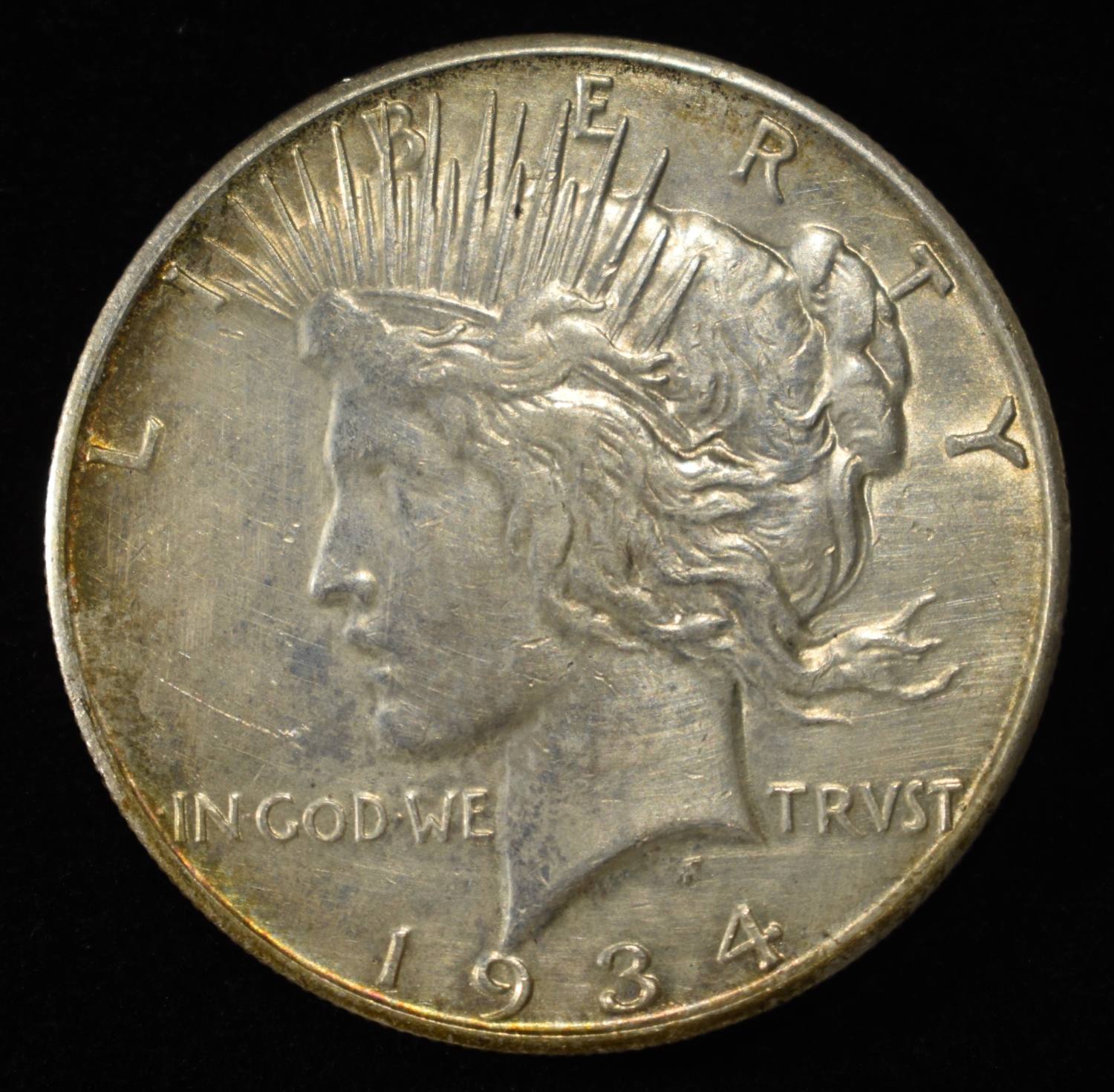 1934-S PEACE DOLLAR AU CLEANED