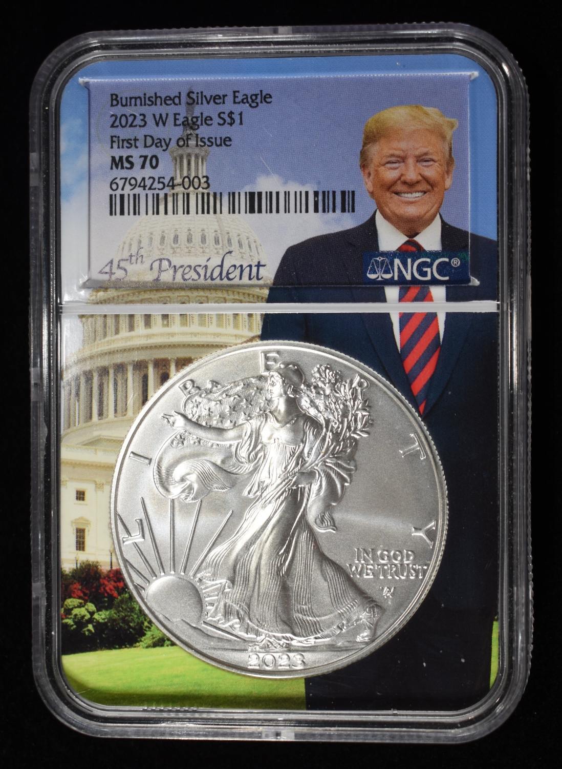 2023 W BURNISHED AMERICAN SILVER EAGLE MS 70 NGC