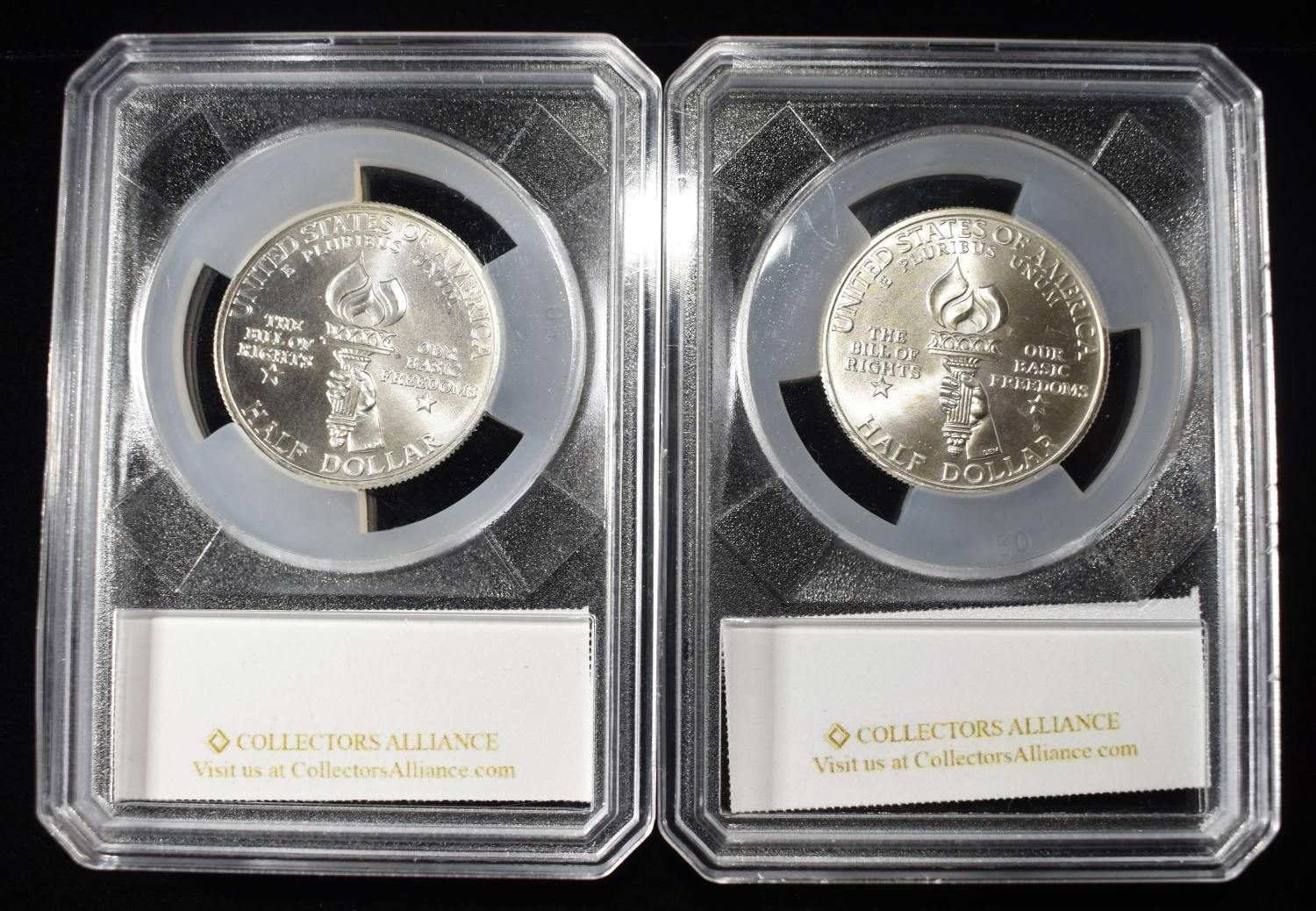 (2) 1993 50C COMMEM 90% SILVER BILL OF RIGHTS