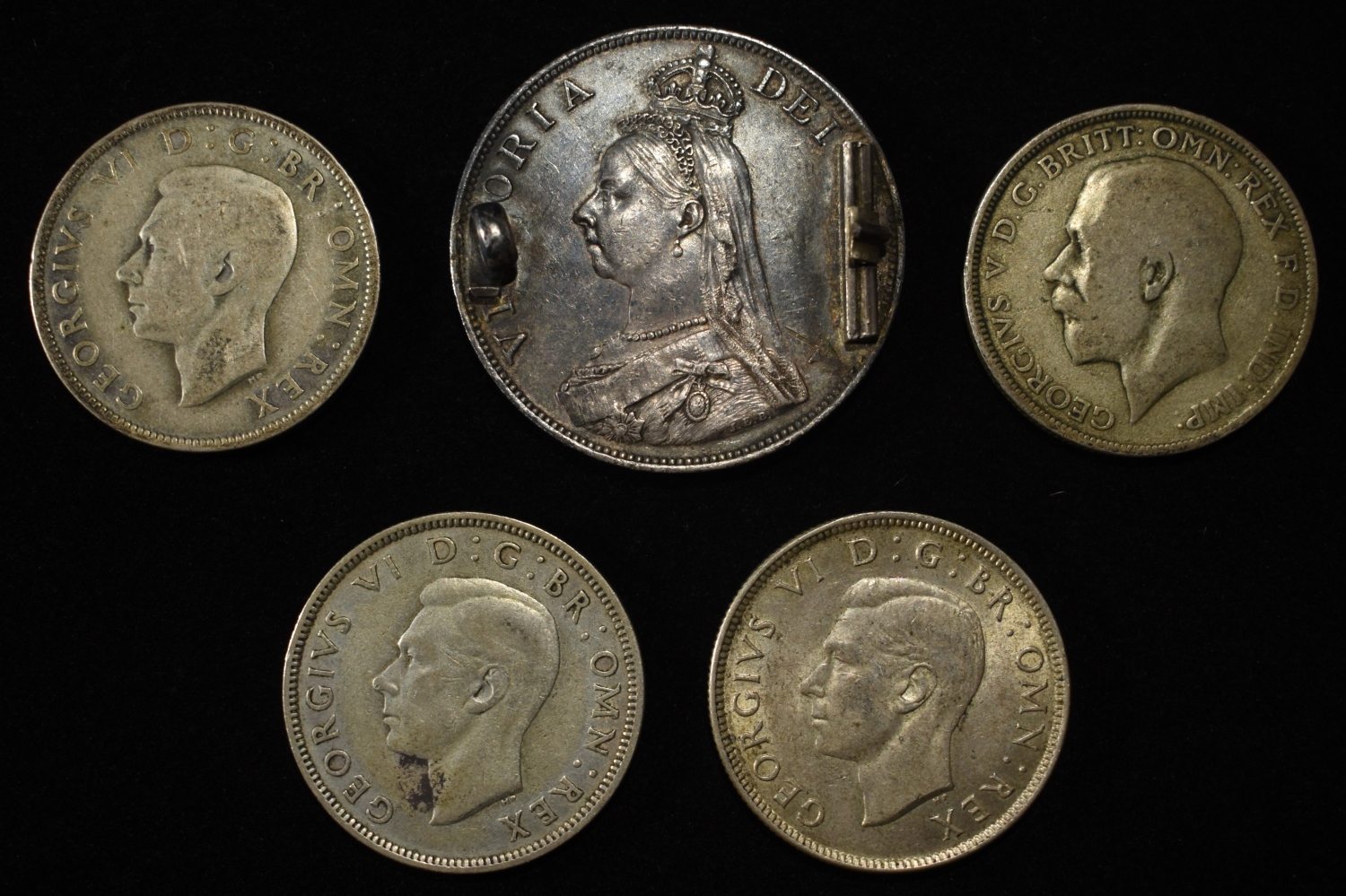 (5) UNITED KINGDOM SILVER COINS ASW 1.40