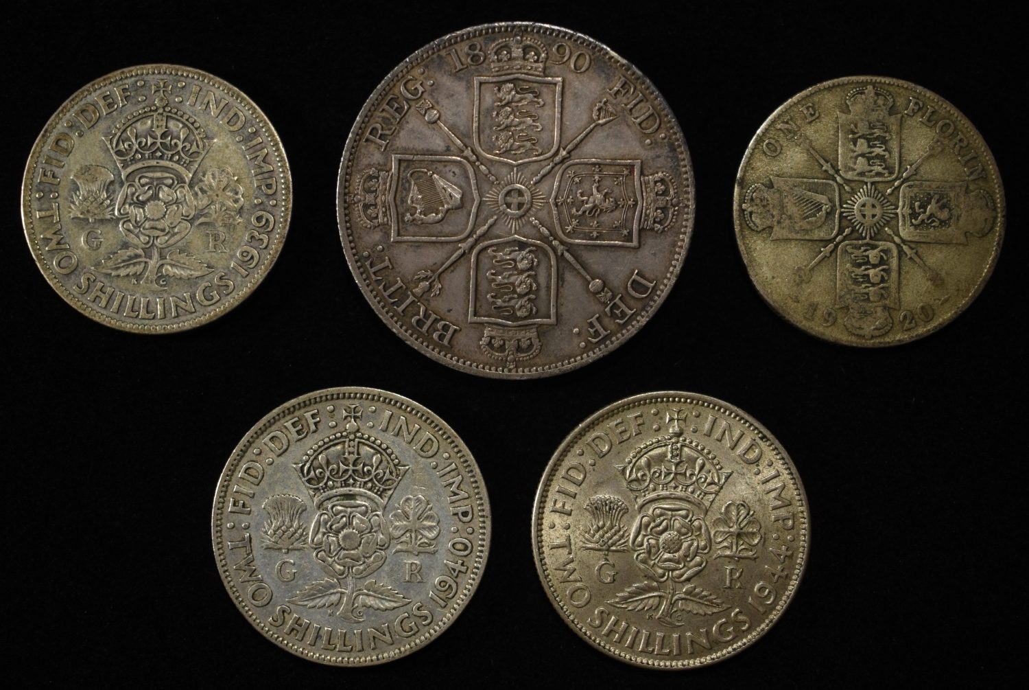 (5) UNITED KINGDOM SILVER COINS ASW 1.40