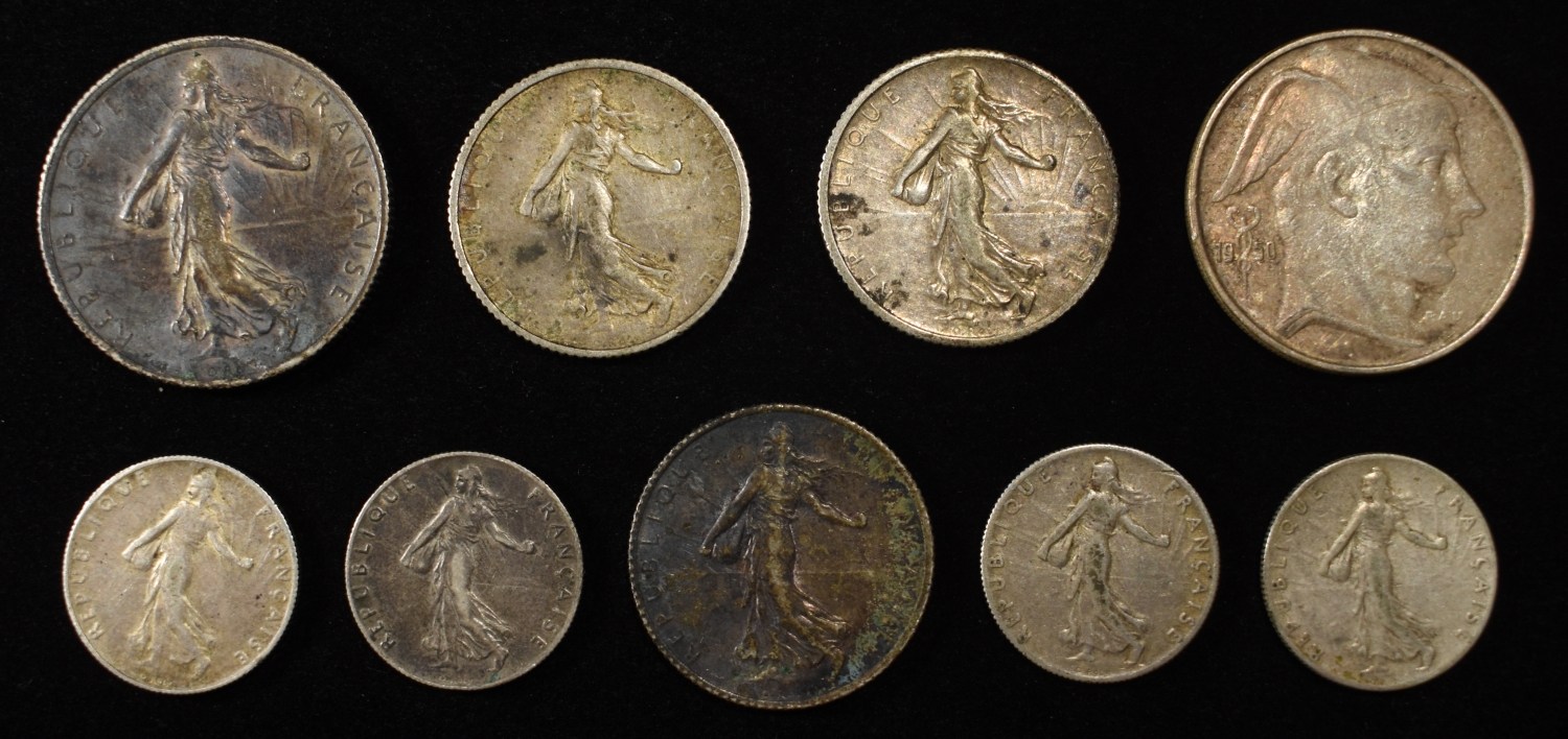 FRANCE SILVER COIN LOT 83.5% ASW 1.16