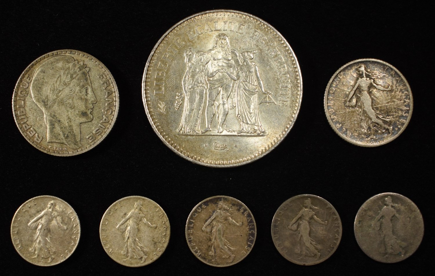 FRANCE SILVER COIN LOT ASW 1.56