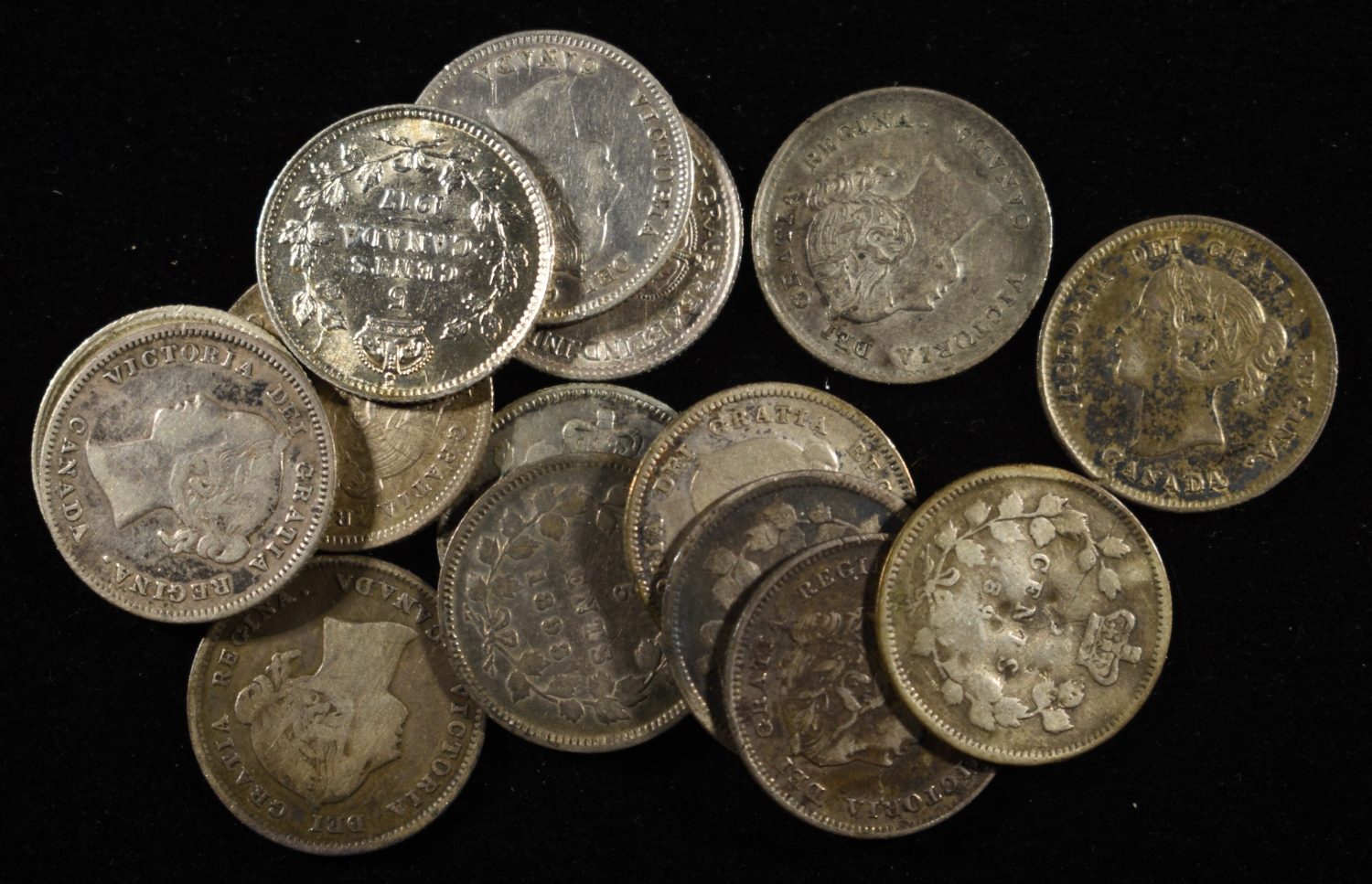 (15) 92.5% SILVER CANADIAN 5 CENTS