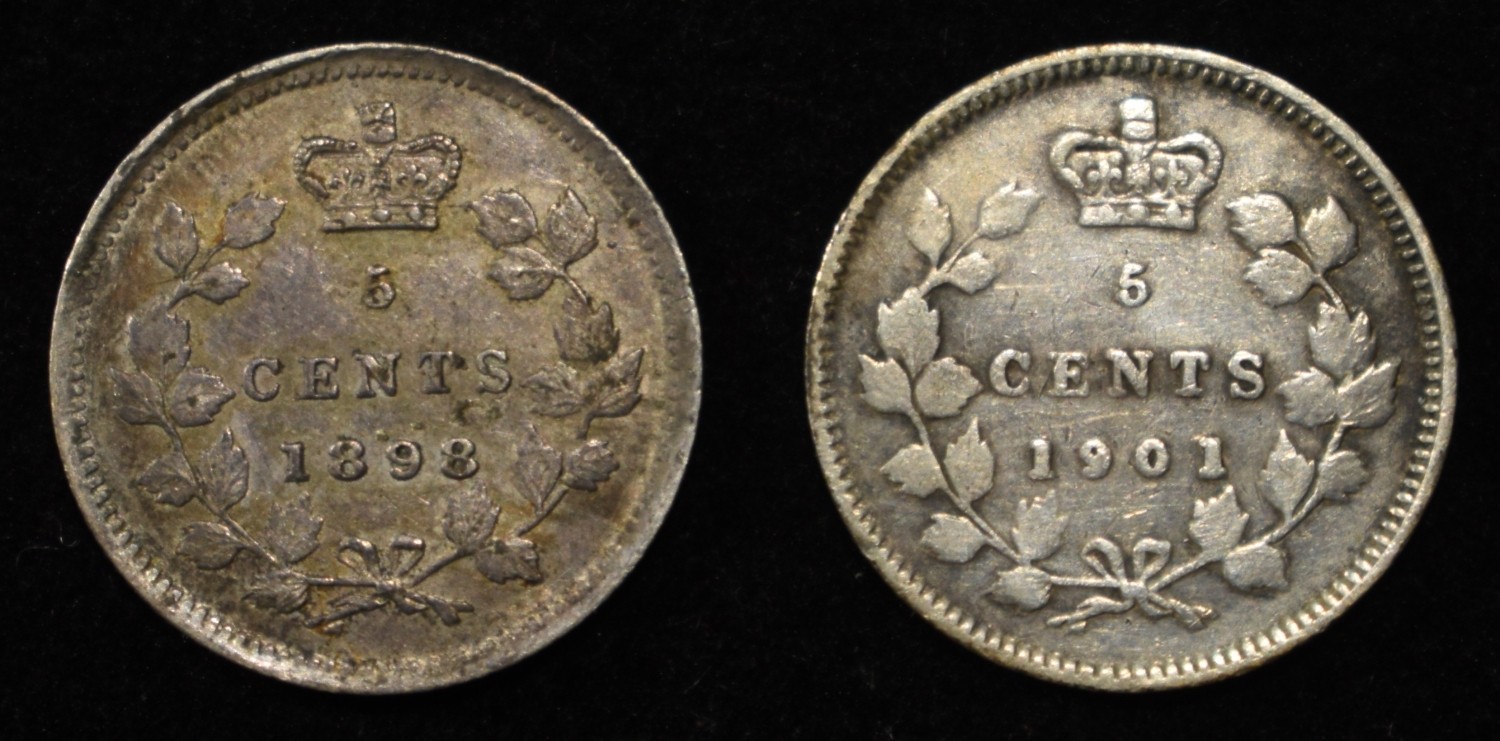 (15) 92.5% SILVER CANADIAN 5 CENTS