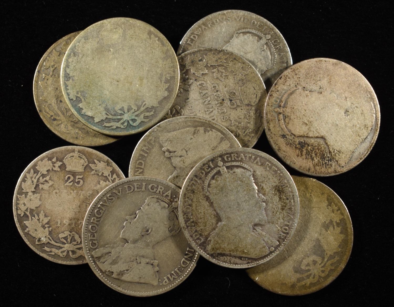 (10) 25C CANADIAN 80% SILVER