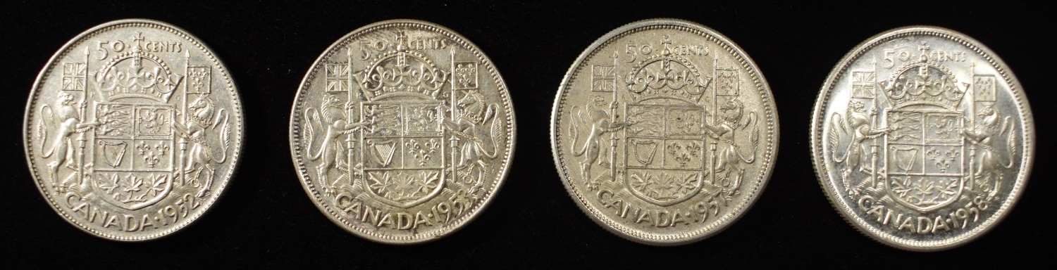 (4) 50C CANADIAN 92.5% SILVER