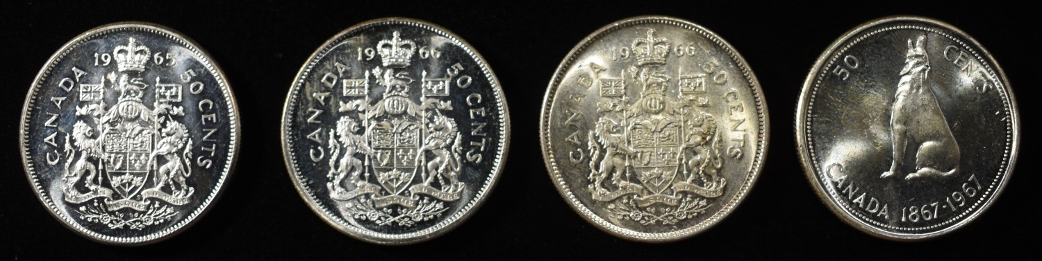 (4) 50C CANADIAN 92.5% SILVER