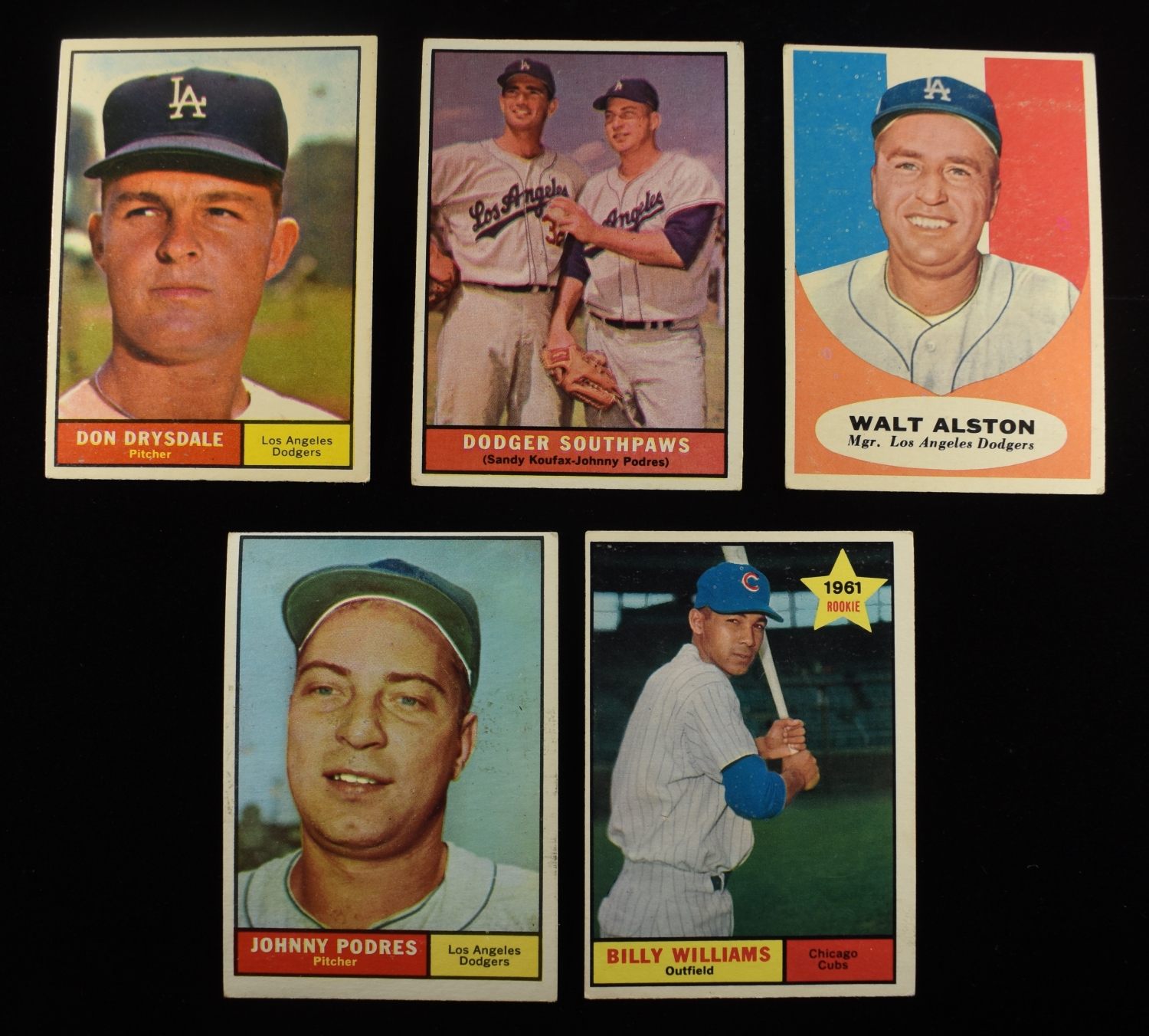 1961 TOPPS MLB #260, #207, #136, #109 & #141