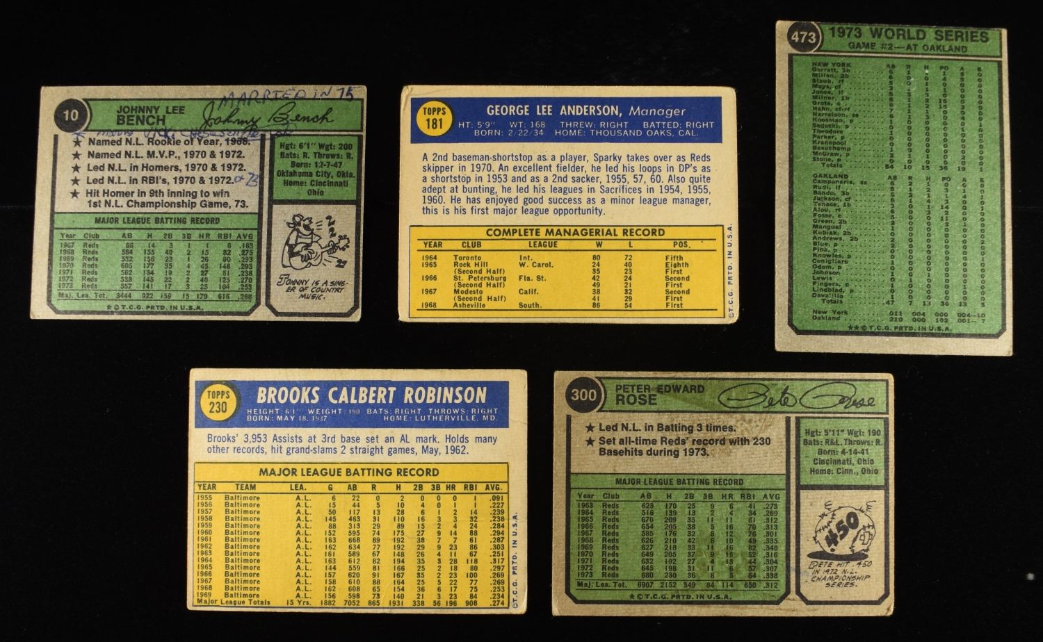 (5) BASEBALL CARDS COLLECTORS LOT