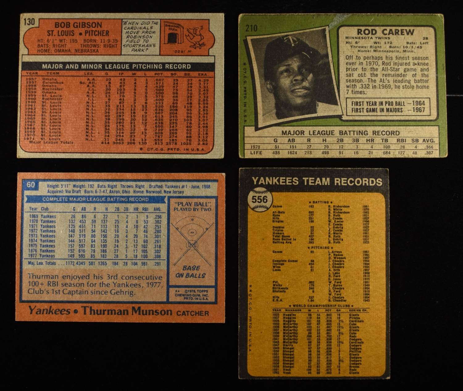 (4) BASEBALL CARDS COLLECTORS LOT