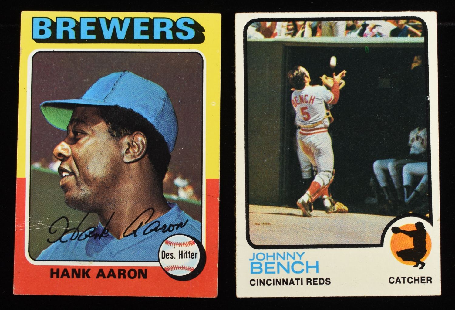 HANK AARON & JOHNNY BENCH BASEBALL CARDS