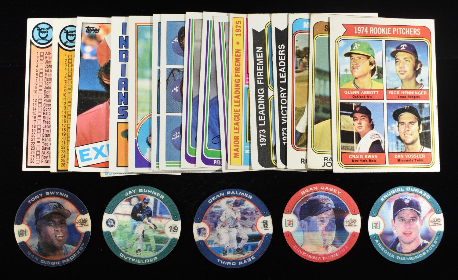(20) TOPPS MBL CARDS & (5) 2000 7/11 TRADING COINS