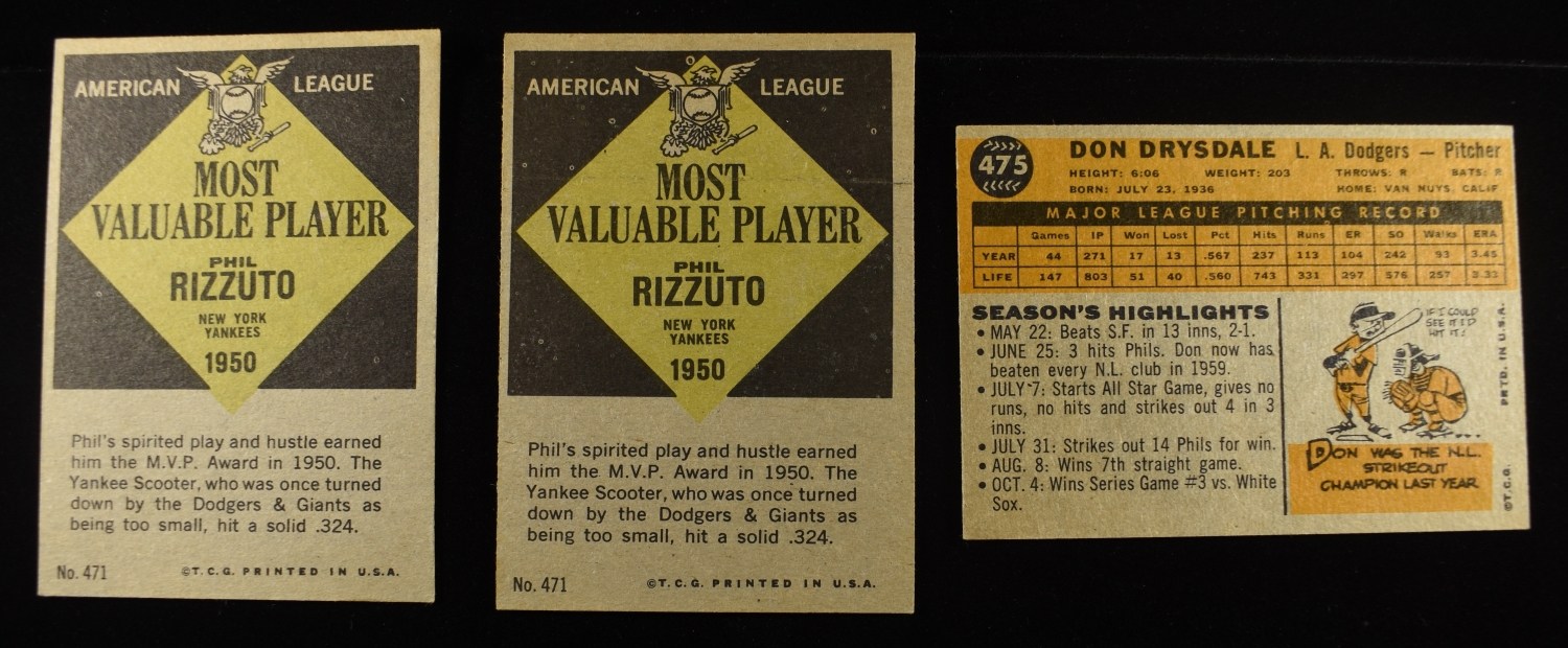 TOPPS MLB 1960 #475 & (2) 1961 #471 CARDS