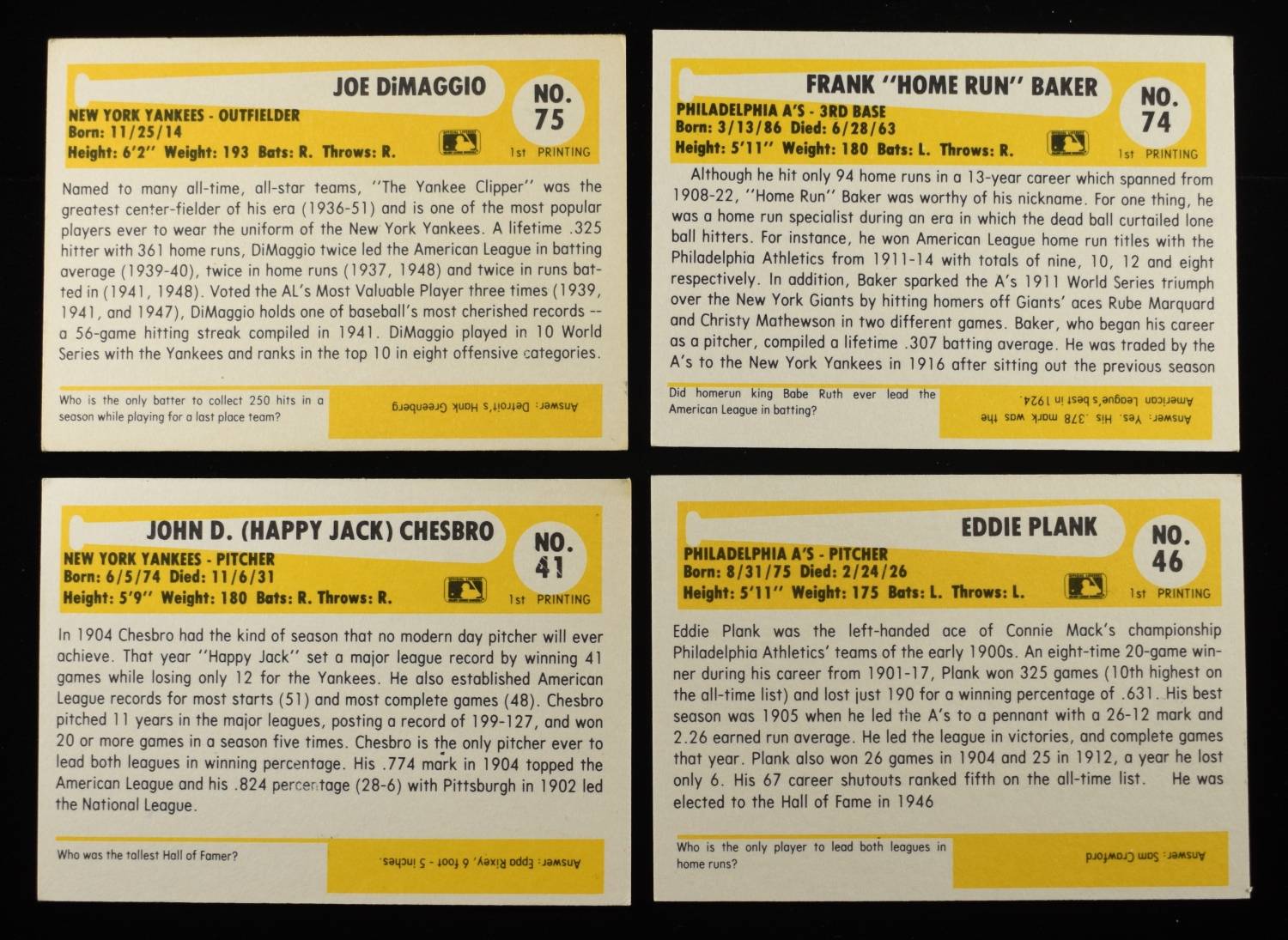 (25) BASEBALL IMMORTALS CARDS COLLECTORS LOT