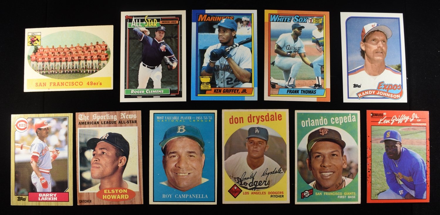 (1) FOOTBALL & (10) BASEBALL CARDS